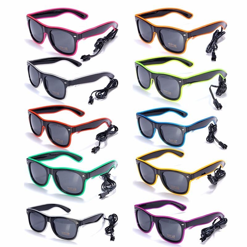 Neon El Wire LED Sound Control Light Up Shutter Shaped Glasses Eyewear Costume