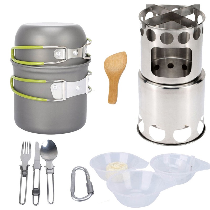 Ultra-light Camping Cookware Set Outdoor Backpacking Hiking Picnic Cooking Tableware Pot Pan Spoon Fork Kit