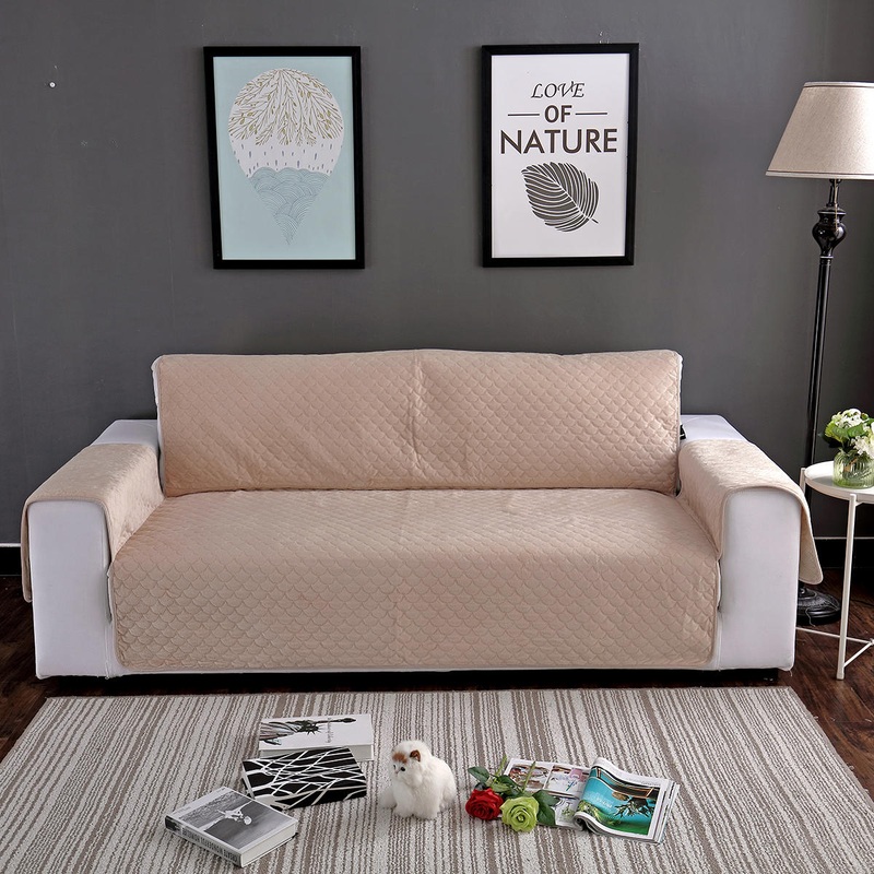 1/2/3 Seats Chair Covers Sofa Couch Short Plush Protector Cover Pads Pet Waterproof +Organizer