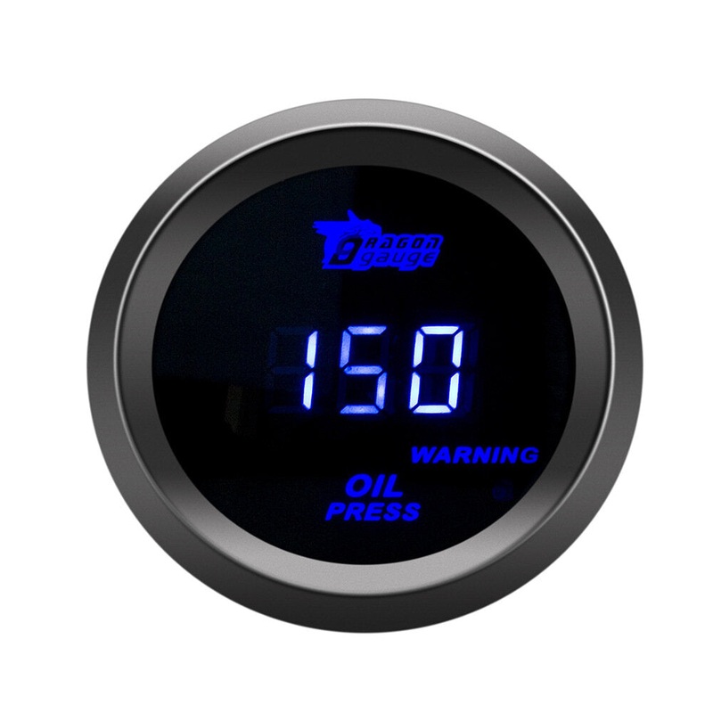 12v 52mm Car Modified Instrument Oil Pressure Blue Digital Display Gauge