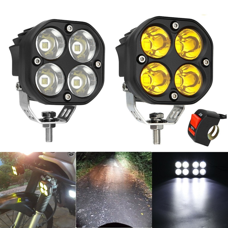 2X 3” INCH 40W LED Work Light Bar Amber Fog Driving Lamp Spotlight For ATV Car 4×4 Offroad Truck Flush Mount Tractor Motorcycle