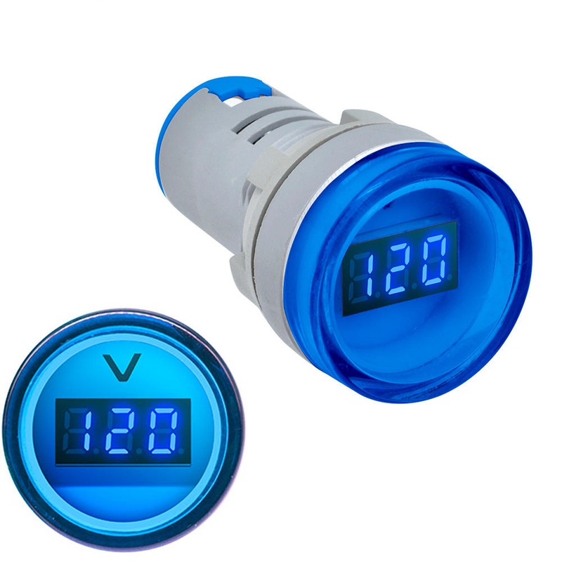 5pcs Blue 22MM AD16 AD16-22DSV Type AC 60-500V Mini Voltage Meter LED Digital Display AC Voltmeter Indicator Light/Pilot Lamp 110V 220V