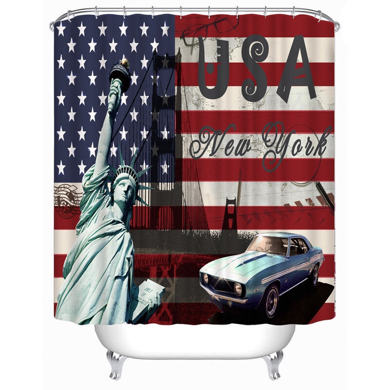 72×72 -Inch Completely Polyester  Colormix Car Series Shower Curtains with 12 Rings