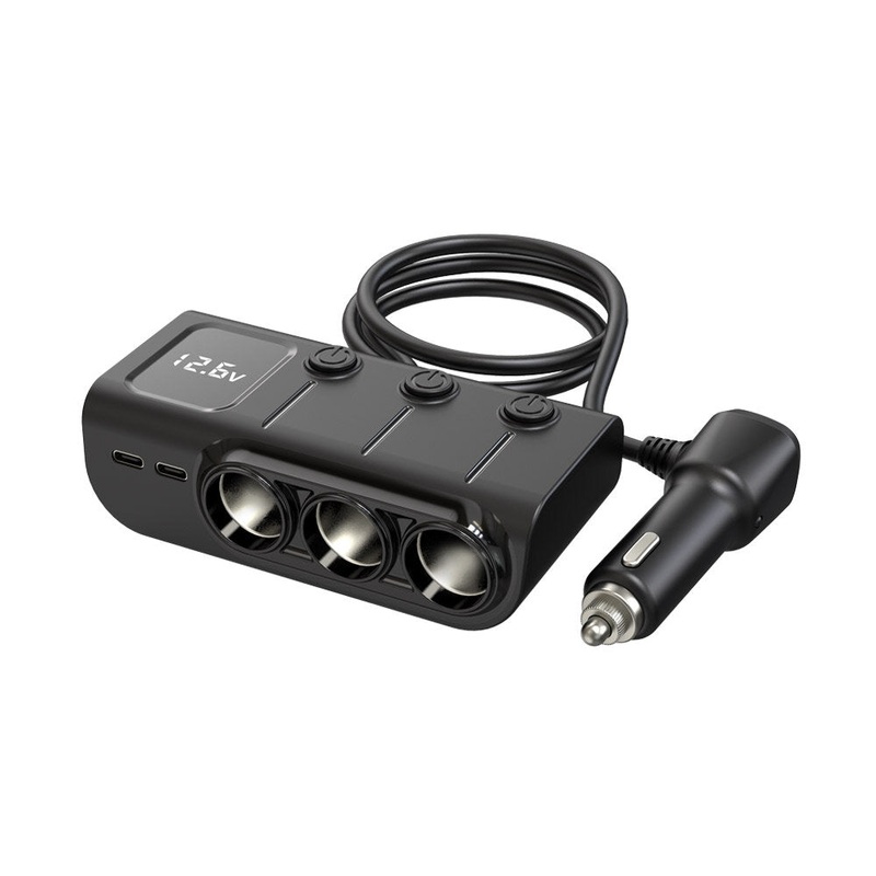 Car Charger with 3 USB Ports PD Fast Charging Independent Switch PD Smart Fast Charging 120W Converter Charger