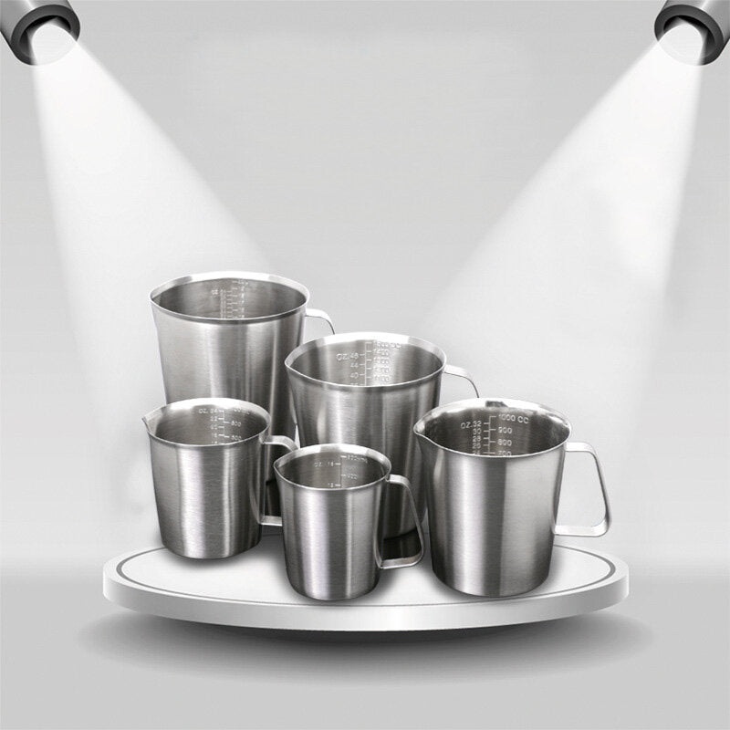 KC-MCup 18/10 Stainless Steel Measuring Cup Frothing Pitcher with Marking For Milk Froth