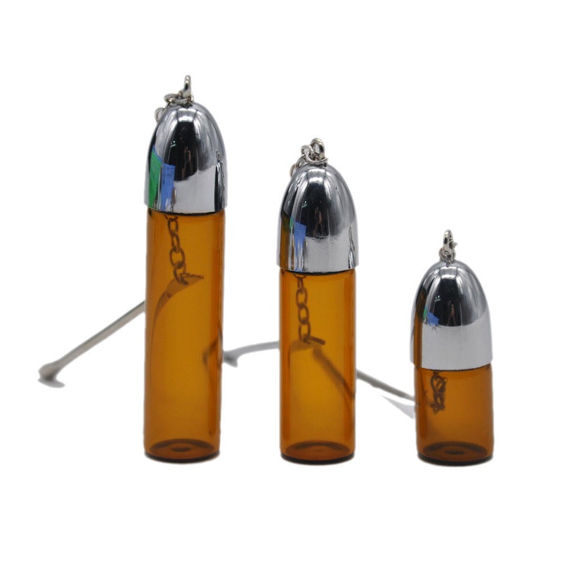 36mm/ 57mm/ 72mm Glass bottle with Snuff Colher Secret Storage Snorter Bullet Container Pill Case
