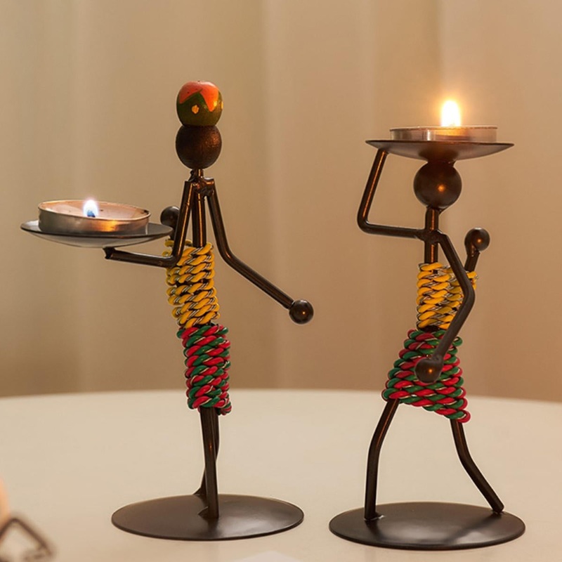 4 Types Retro Personality Iron Man Candlestick Desktop Candle Holder