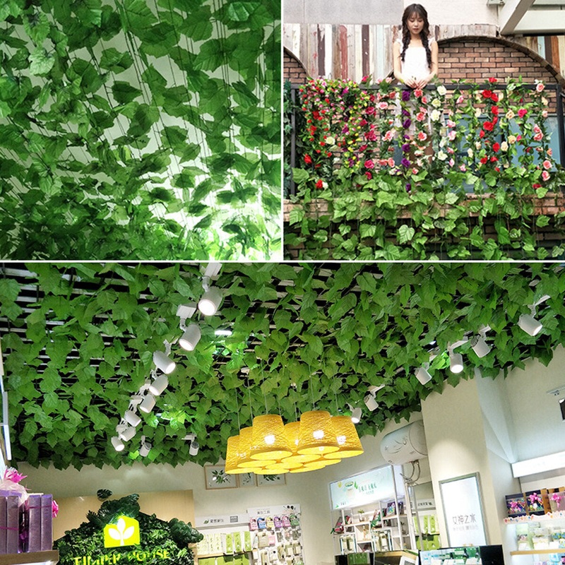 Artificial Vines Grape Leaves Green Leafy Plants Ceiling Decoration Pipes To Block Vine Creepers