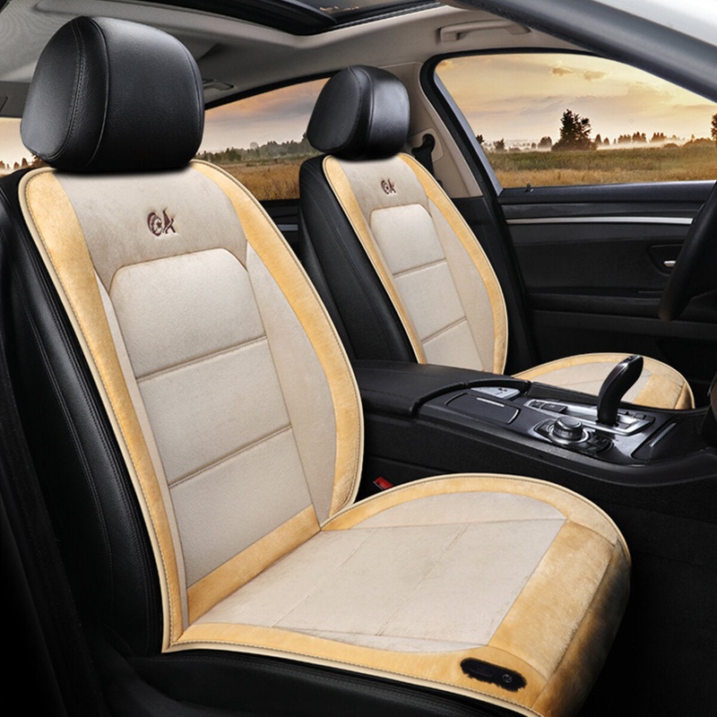 Heated Auto Car Seat Cushion Cover Plush DC 12V