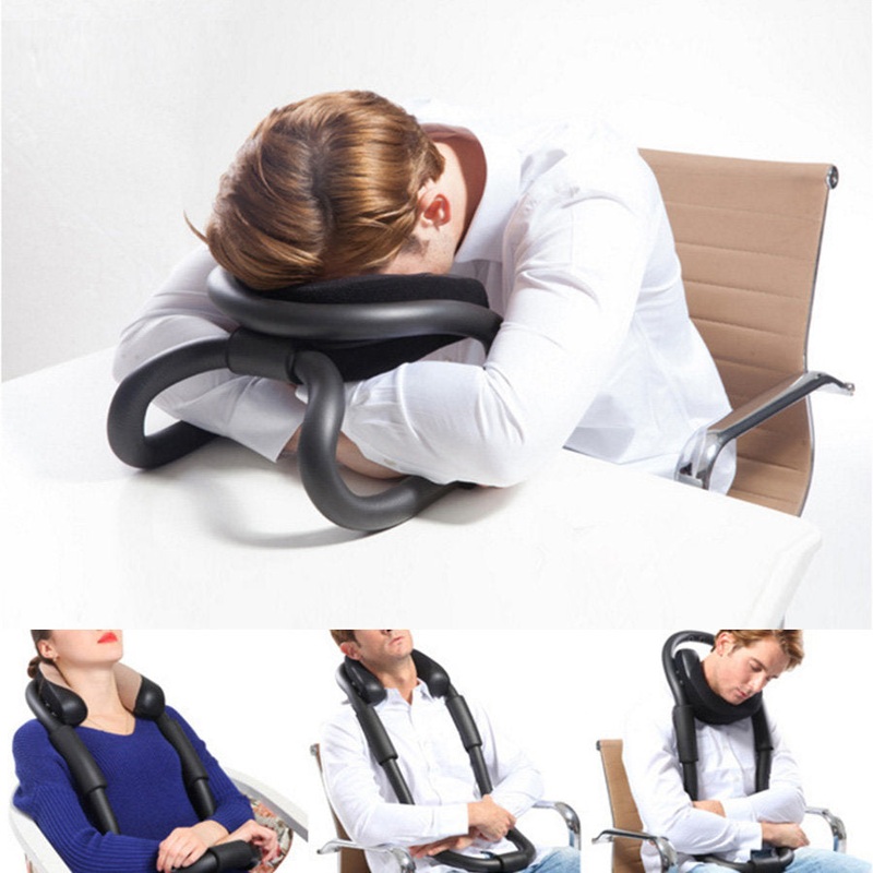 IdeaShow Black Neck Protecting U-shaped Pillow Airplane Car Office Nap Pillow Travel Pillow