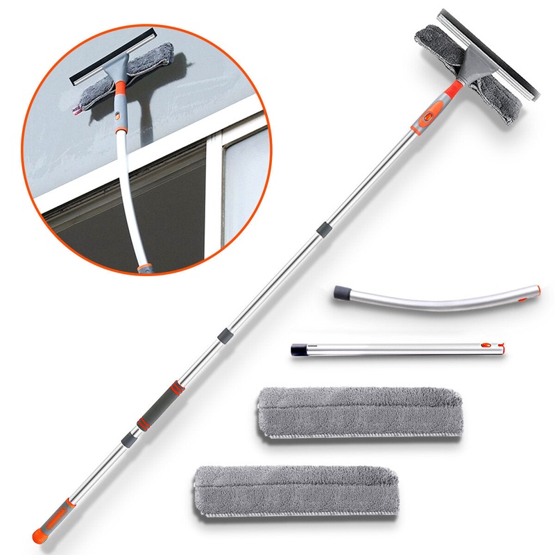 Window Cleaner Baban 61” Aluminum Microfiber Cleaner Extension Pole Window Cleaning Washing Tool for Car Auto Indoor OutdoorLong Handle Car Cleaning Glass