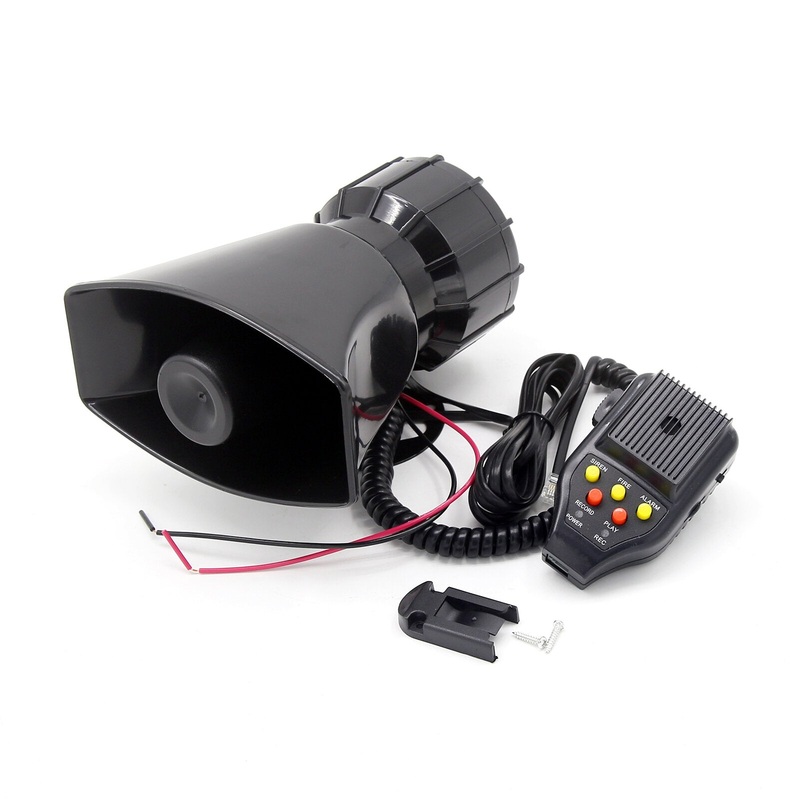 12V 100W 120dB 3 Sound Car Air Horns Electronic Warning Siren Alarm Emergency Loudspeaker With MIC Record