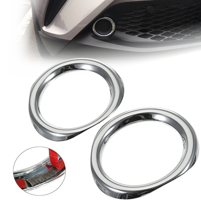 2 Pcs  ABS Chrome Front Fog Lights Fog Lamp Cover Trim For Toyota C-HR CHR 2016 2017