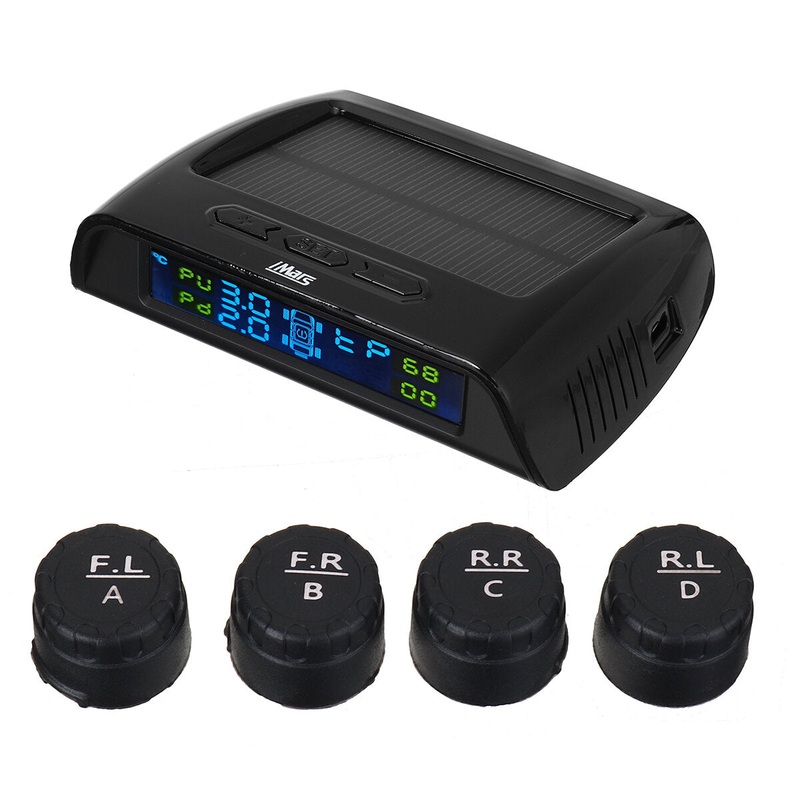 iMars Car Solar Tire Pressure Monitor System Real-time Tester LCD Screen TPMS 4 External Sensors C200
