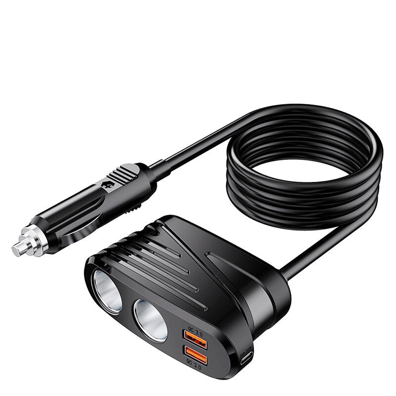SLW001 100W Car Charger Socket Dual QC3.0 + 20W PD 12V/24V Auto Socket Splitter Outlet Adapter
