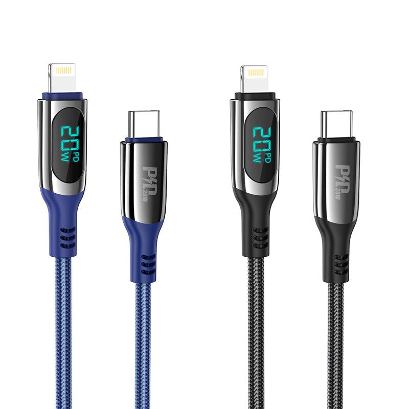 HOCO S51 PD 20W Display Type-C to iP Cable Fast Charging Data Transmission Copper Core Line 1.2M Long for iPhone 14 14 Pro 14 Pro Max for iPhone 13 12 11 for iPad Pro
