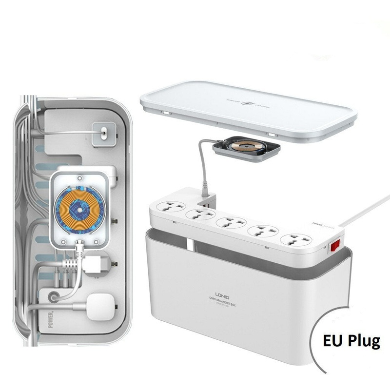 LDNIO SCW5354 5 Outlets 3 USB Port 20W PD QC Organizing Box Power Strip 15W Wireless Charger