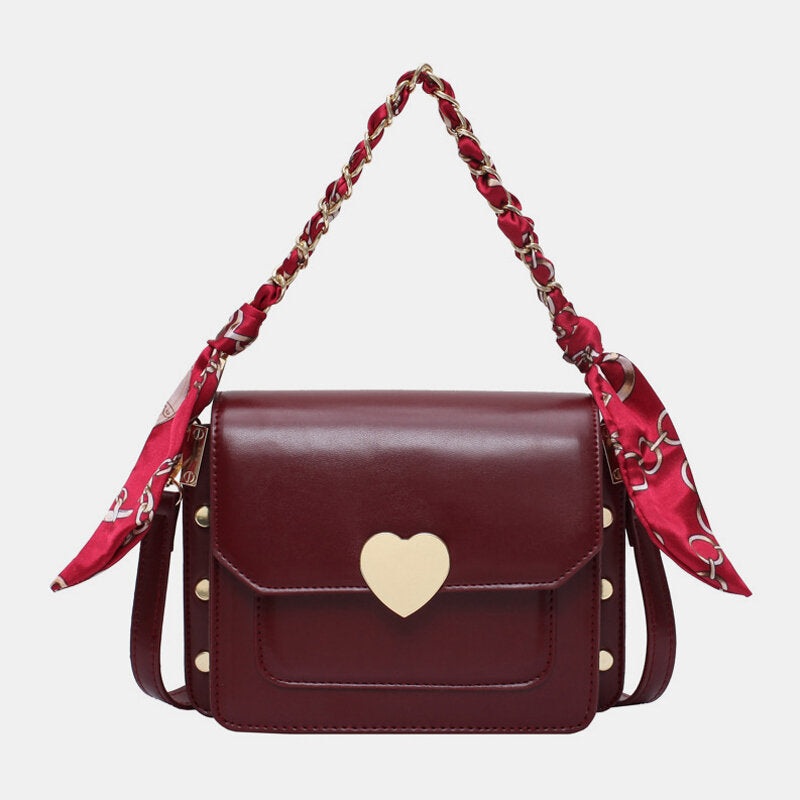 Women Fashion Ribbon Zipper Faux Leather Casual Crossbody Bag Shoulder Bag