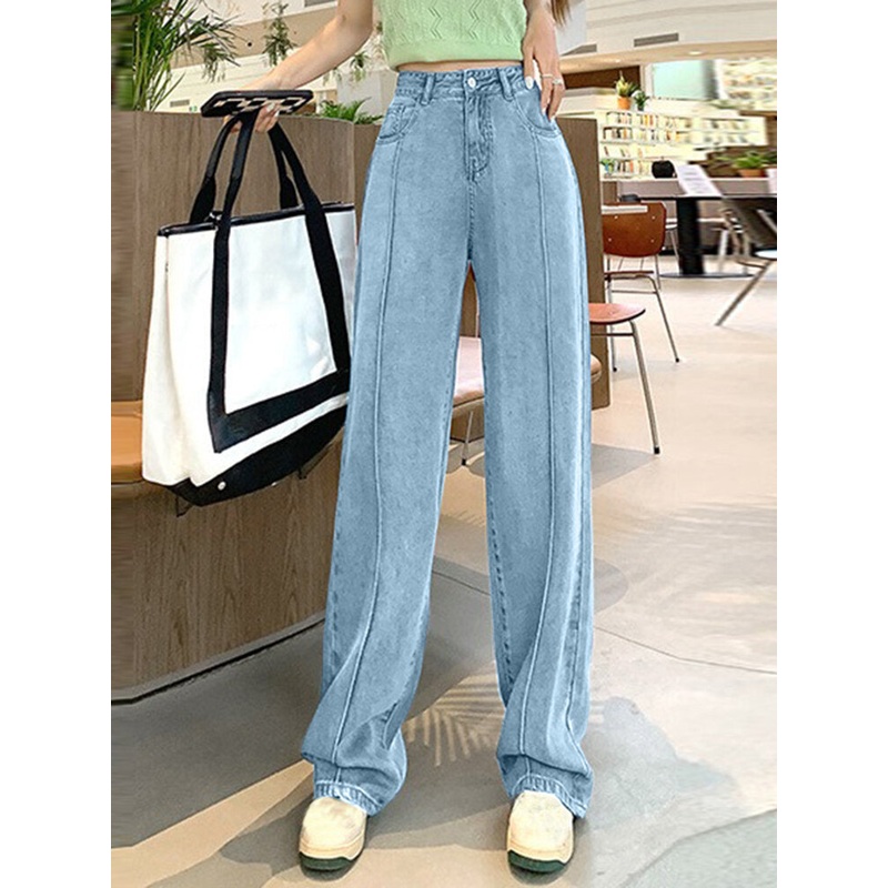 Women High Waist Zip Front Pocket Denim Jeans