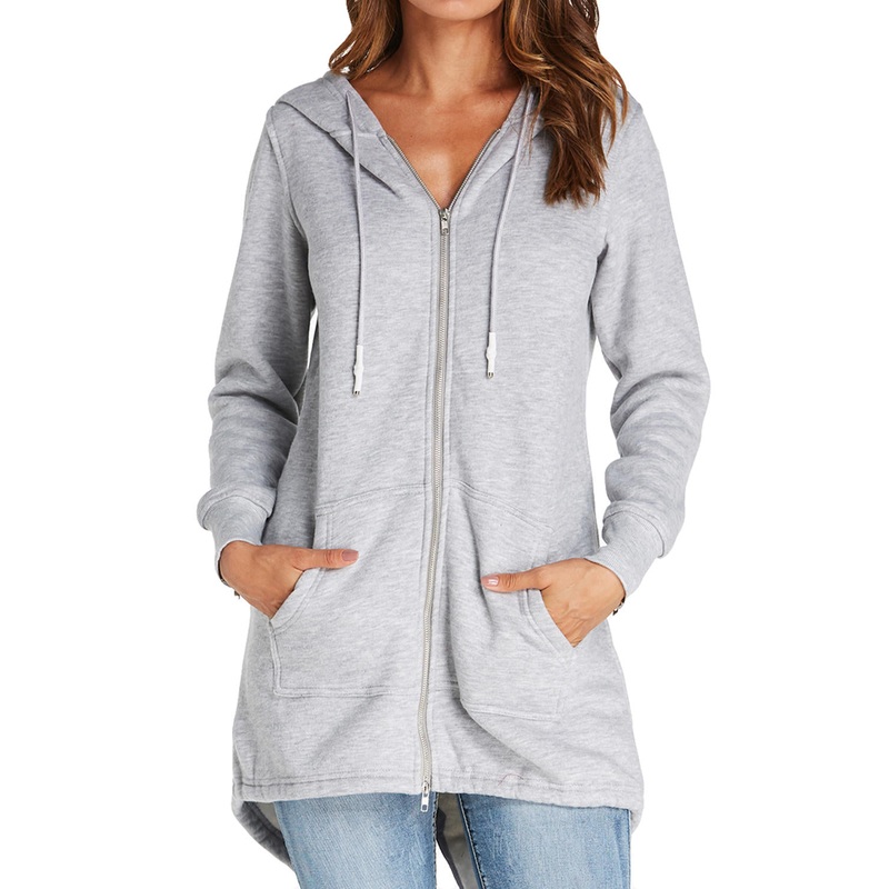 Zipper Solid Color Casual Warm Hooded Winter Coats with Pockets