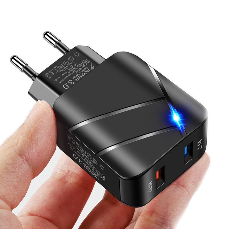 28W 2-Port USB PD Charger 2.1A USB+3A USB QC3.0 Fast Charging Wall Charger Adapter EU Plug for iPhone14 14 Pro 14 Pro Max for Huawei Mate50 for Redmi K60 for Samsung Galaxy Z Fold4