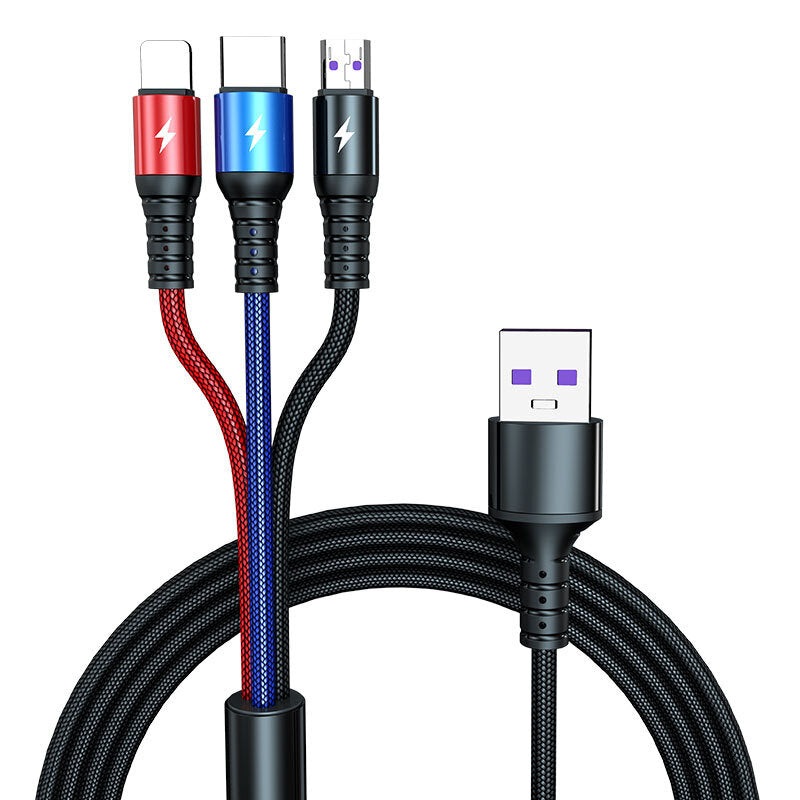 5A USB-A to iP/Type-C/Micro USB Cable Support Huawei Super Fast Charge VOOC&Dual Engine Flash Charge Fast Charging Data Transmission Copper Core 1.2M Long for Huawei Mate50 for iPhone 13 14 14 Pro 14 Pro Max for Xiaomi 13pro for Samsung Galaxy S23