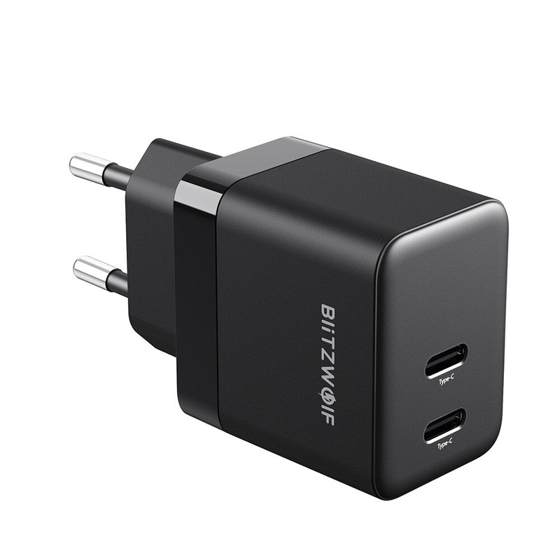 BlitzWolf BW-S22 Mini PD 35W GaN Wall Charger Dual Type-C Ports QC3.0 Fast Charging EU Plug Adapter For iPhone 14 14 Plus 14 Pro Max For Samsung Galaxy S22 For iPad Pro 2021 MacBook Air