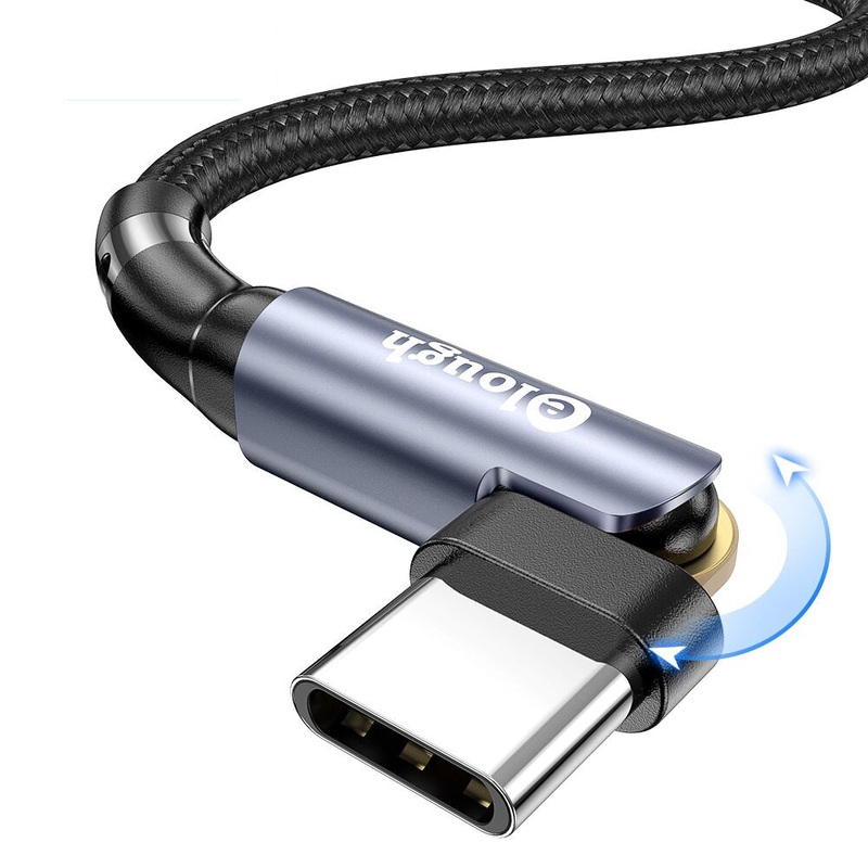 Elough 3A USB-A to Type-C 180 Free Rotation Cable Fast Charging Data Transmission Tinned Copper Core Line 1M/2M Long for Xiaomi 13 for Huawei Mate50 for Samsung Galaxy Z Fold4 for OPPO Reno9