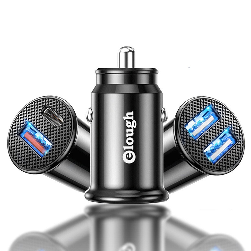 Elough 40W 2-Port USB PD Car Charger Adapter 20W USB-C PD 18W QC3.0 Support SCP FCP AFC Fast Charging for iPhone12 13 14 Pro 14 Pro Max for Huawei Mate50 for Redmi K60 for Samsung Galaxy S22