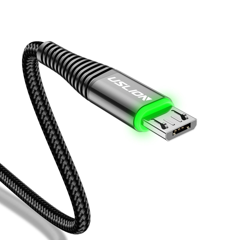 USLION 3A LED Light USB to Micro USB Cable Fast Charging Data Transmission Cord Line 1M/2M Long For Xiaomi For HUAWEI For Samsung Phone