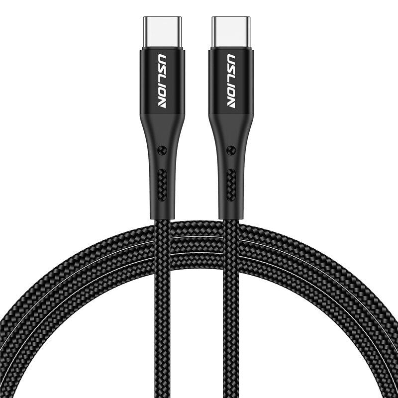USLION 60W Type-C to Type-C Cable PD2.0 Power Delivery QC3.0 Fast Charging Data Transmission Nylon Braided Core Line 0.5M/1M/2M Long for Huawei Mate50 for Xiaomi Mi13 for OPPO R17 for MEIZU E3