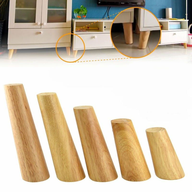 4PCS Cone Wooden Furniture Legs 6-70cm With Iron Plate for Sofa Cabinets Table