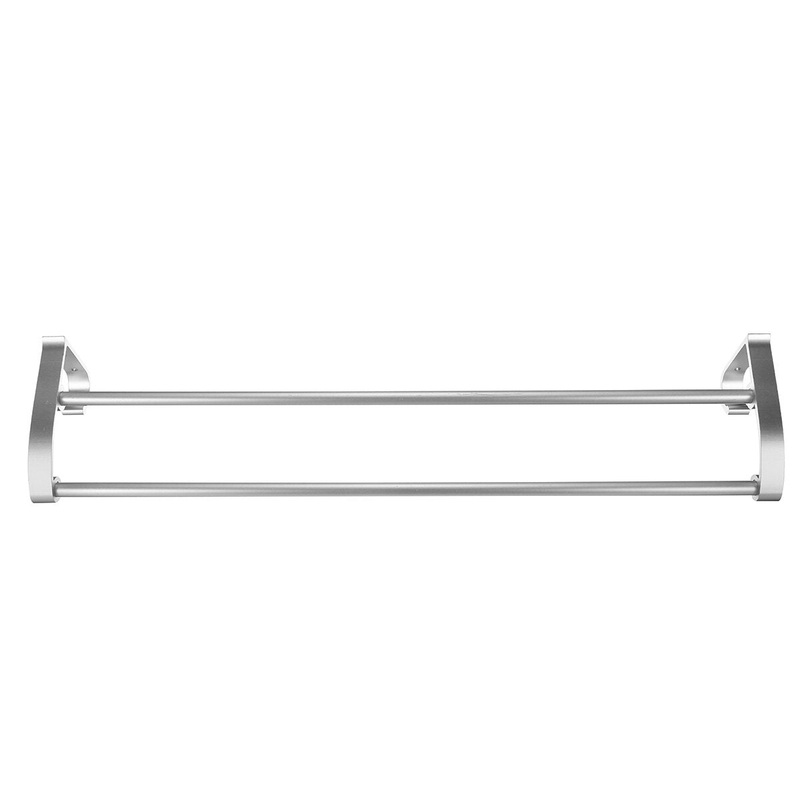 Double Towel Rail Rack Stainless Steel Shelf Wall Mounted Bathroom Holder Hook