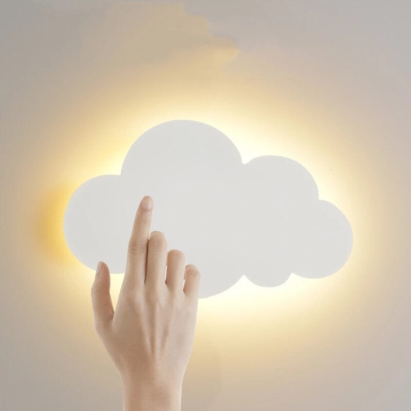 LED Cloud Touch On/Off Switch Wall Lamp Modern Living Room Girl Children’s Bedroom Kids Minimalist Decoration White Dimming 3 Color Temperatures 220V
