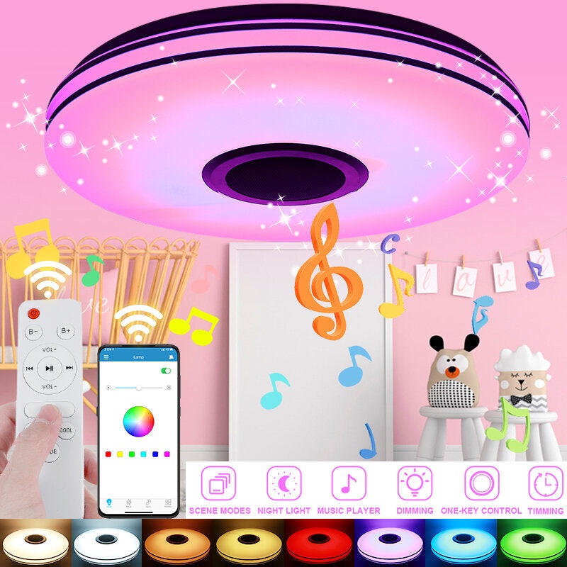 LED RGB Music Ceiling Lamp bluetooth APP+Remote Control Children’s Room Bedroom