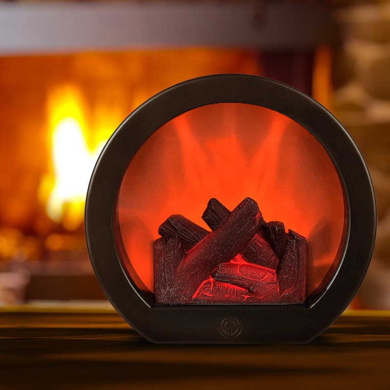 Simulation Fireplace Lamp Creative Small Ornaments Simulation Decorative LED Charcoal Flame Wind Lamp