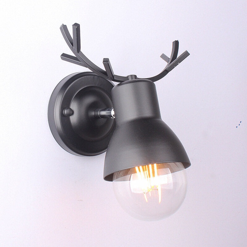 220V Modern Black Bedroom Bedside Wall Lamp Creative Antler Wall Light Aisle Balcony Staircase Lamp Without Bulbs