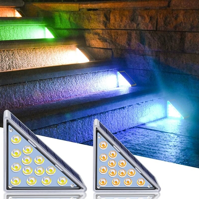 2pcs LED Outdoor Solar Light Step Lamp Lens Design Super Bright IP67 waterproof Anti-theft Stair Light Decor Lighting For Garden Deck