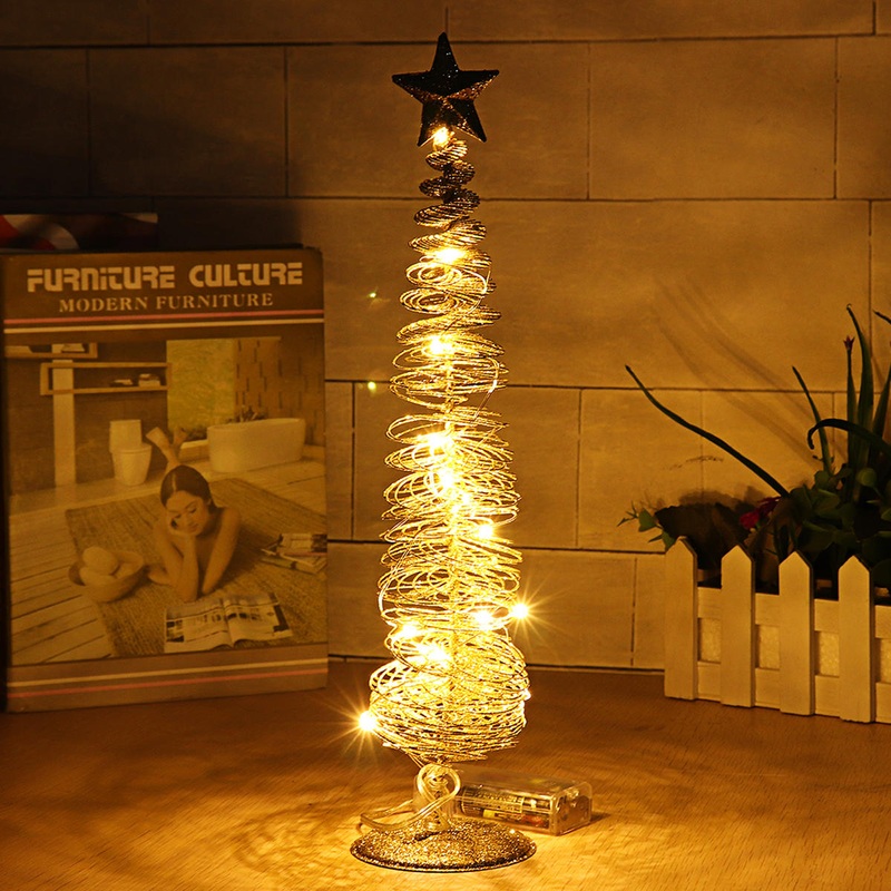 35CM Christmas Tree LED Light Sprinkle Golden Garden Night House Deco With Control Switch