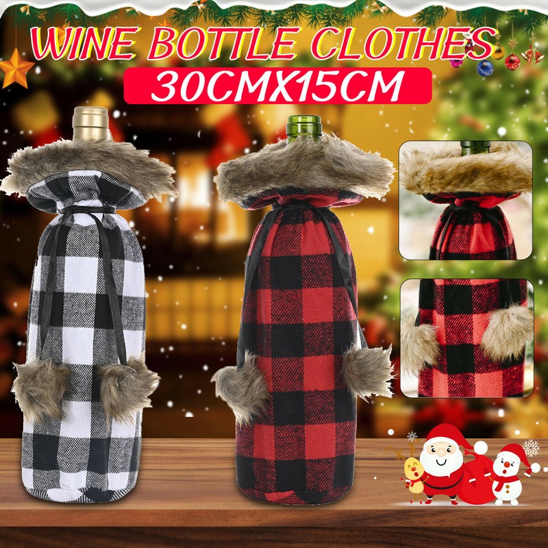 Christmas Sweater Winee Bottle Clothes Collar & Button Coat Design Decorative Bottle Sleeve Winee Bottle Sweater For Christmas Gifts Xmas Party Decorations