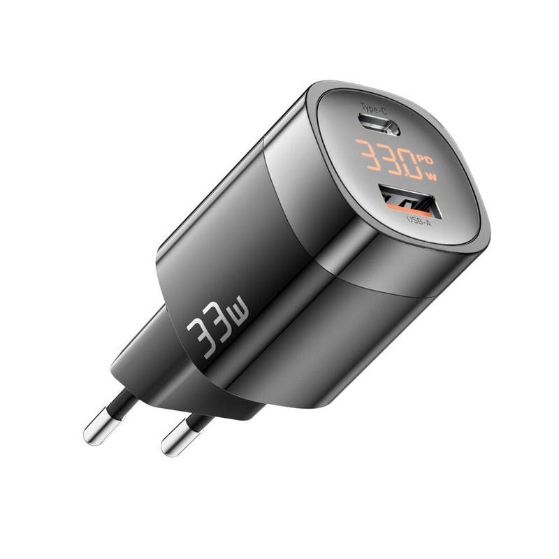 [GaN Tech] ESSAGER JT-P18 33W 2-Port USB PD Charger 33W USB-A+Type-C QC3.0 PD3.0 AFC FCP SCP PPS Fast Charging Wall Charger Adapter EU Plug for iPhone 13 14 14pro 14Pro Max for Huawei P50 for Redmi K60 for Samsung Galaxy S23