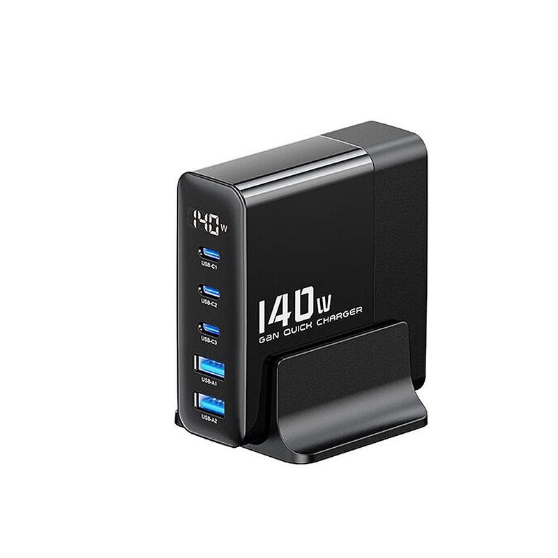 [GaN Tech] Toocki 140W 5-Port Desktop Charging Station USB-A*2+Type-C*3 Fast Charging Adapter EU Plug US Plug for iPhone 13 14 14 Pro 14Pro Max for Huawei Mate50 for Xiaomi 13 for Oppo Reno9