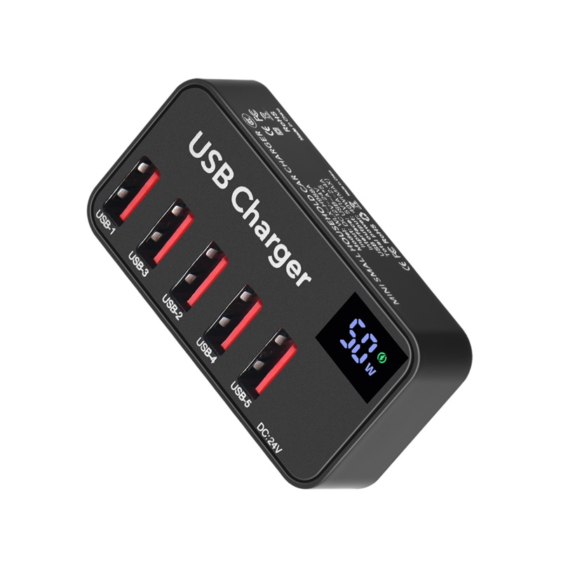 H988A 50W 5-Port Desktop Charging Station USB-A*5 Charger Adapter EU Plug for iPhone 13 14 14Pro for Huawei Mate50 for Samsung Galaxy S23