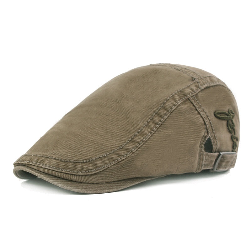 Mens Cotton Embroidery Painter Beret Caps Casual Outdoor Visor Forward Hat