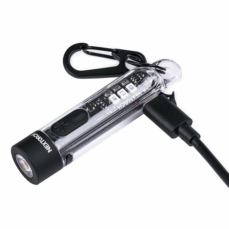 NEXTORCH K40 700lm Mini Size Bright EDC LED Keychain Flashlight With UV Red Blue RBG Sidelight Clip-on Mini Pocket Light Type-C Rechargeable Key Ring Emergency Outdoor Camping Mini Torch