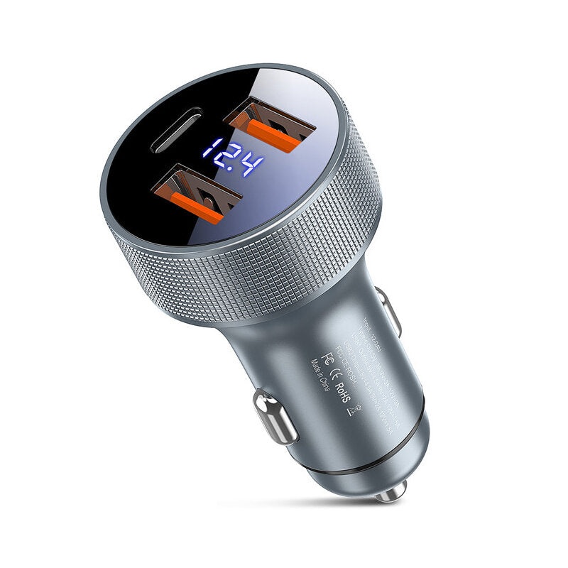 USLION 80W 3-Port USB PD Car Charger Adapter Dual 22.5W QC3.0 36W USB-C PD Support SCP AFC Fast Charging with Blue LED for iPhone 13 14 14Pro for Huawei Mate50 for Xiaomi 13pro for Samsung Galaxy S23