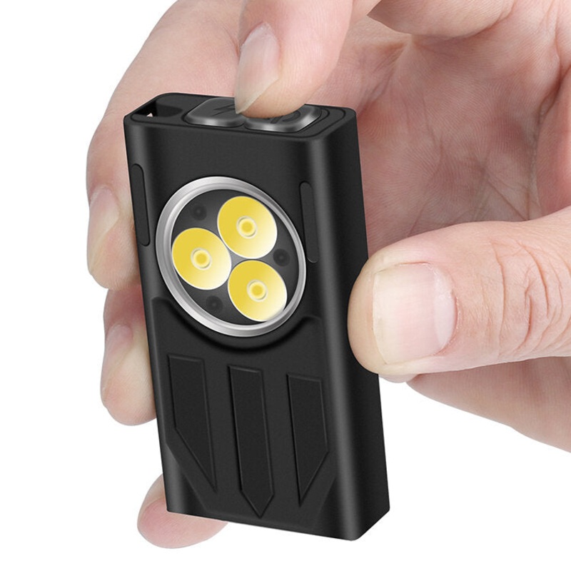 V7 1100 Lumens EDC LED Keychain Flashlight Mini Strong Light Keychain Light Outdoor Rechargeable Super Bright Multifunctional Work Light
