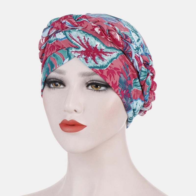 Women Flower Printing Turban Hat Cotton Casual Breathable Head Caps
