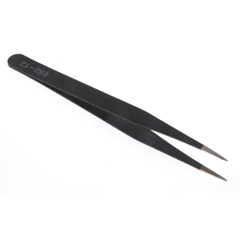 1PC ESD10/11/12/13/14/15MM Stainless Steel Tweezer Industrial Curved Straight Repair Tools Tweezer