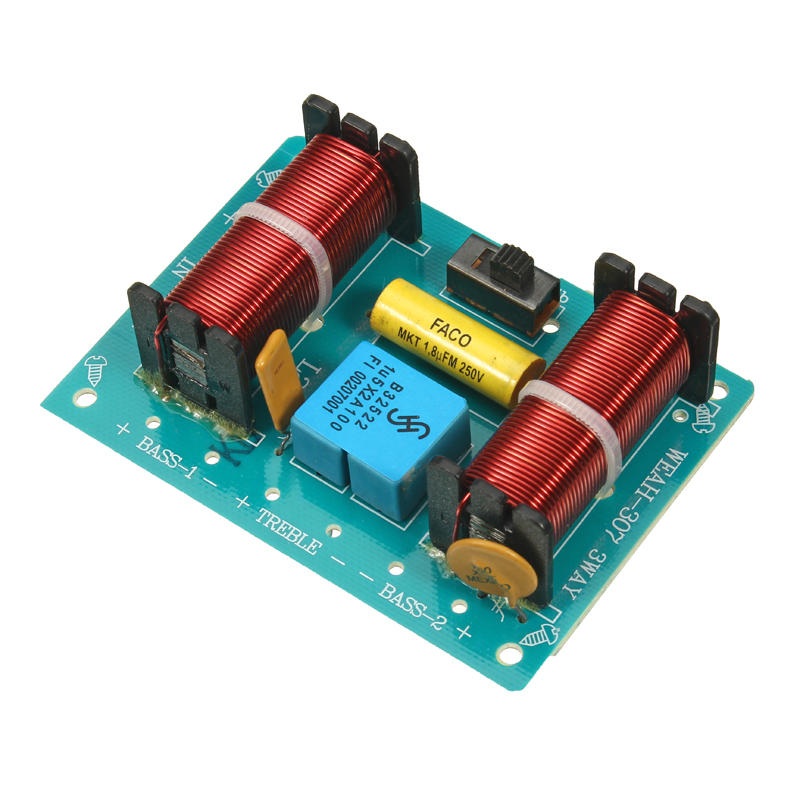 3-Way Audio Speaker Crossover Filter Module that Divides 100W of Treble, Mediant, and Bass Frequencies – WEAH-307 3 Way Treble Mediant Frequency Divider